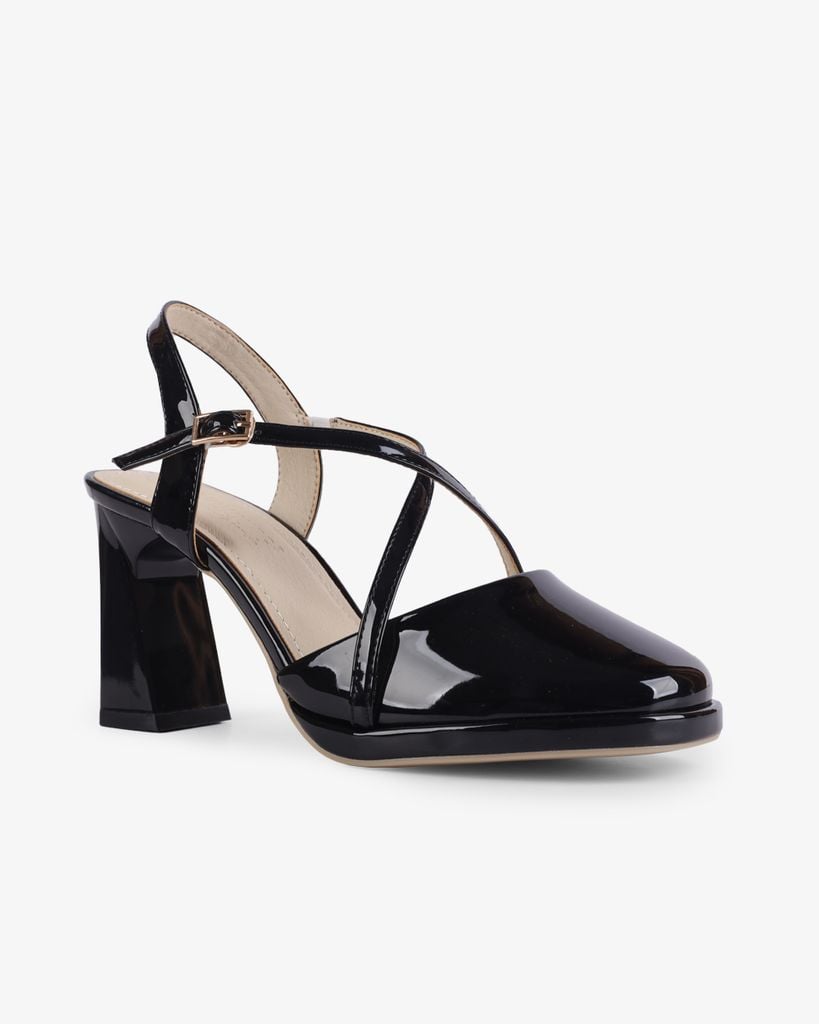 Sandal Cao Gót Hạnh Dung Dây Đan Chéo HD27257BI