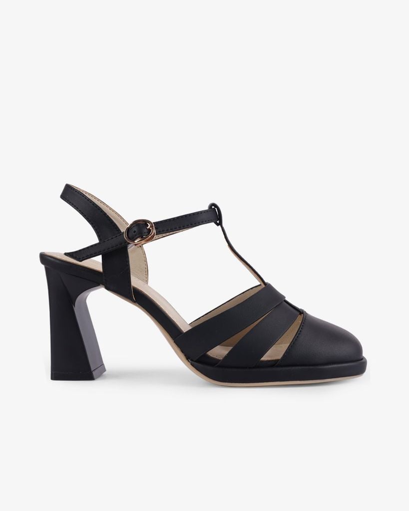 Sandal Cao Gót Hạnh Dung Quai T-Strap Mũi Tròn HD27262BI