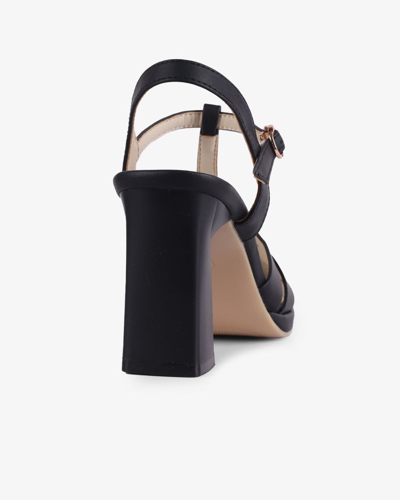 Sandal Cao Gót Hạnh Dung Quai T-Strap Mũi Tròn HD27262BI