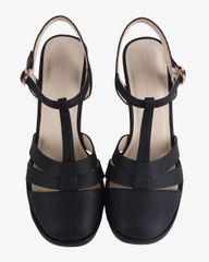 Sandal Cao Gót Hạnh Dung Quai T-Strap Mũi Tròn HD27262BI