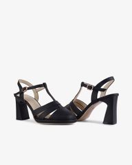 Sandal Cao Gót Hạnh Dung Quai T-Strap Mũi Tròn HD27262BI