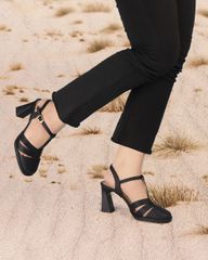 Sandal Cao Gót Hạnh Dung Quai T-Strap Mũi Tròn HD27262BI
