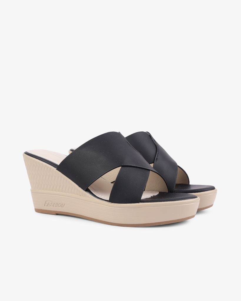 Dép Đế Xuồng Hạnh Dung Chéo Đắp HD27268BI