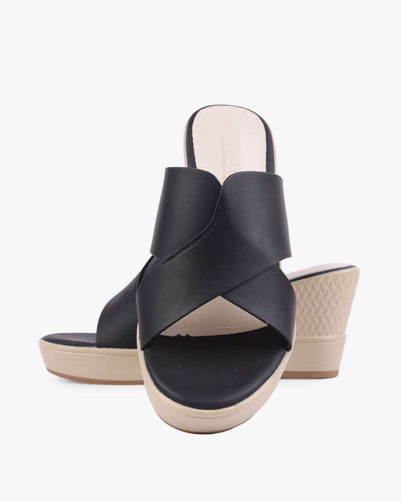 Dép Đế Xuồng Hạnh Dung Chéo Đắp HD27268BI