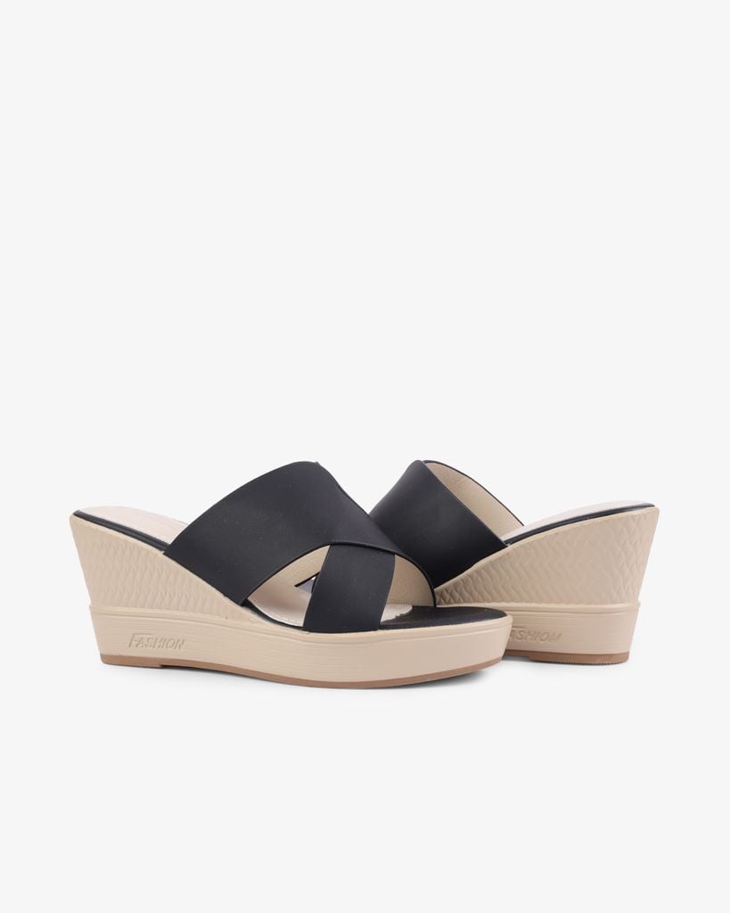 Dép Đế Xuồng Hạnh Dung Chéo Đắp HD27268BI