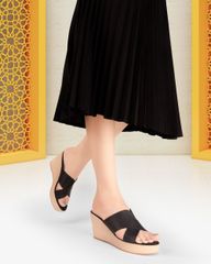 Dép Đế Xuồng Hạnh Dung Chéo Đắp HD27268BI