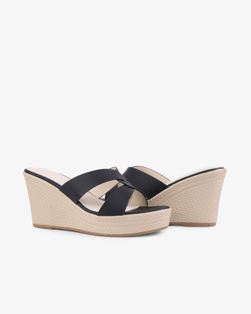 Dép Đế Xuồng Hạnh Dung Quai Luồn Chéo HD27269BI