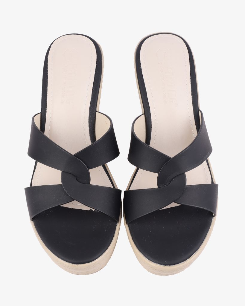 Dép Đế Xuồng Hạnh Dung Quai Luồn Chéo HD27269BI