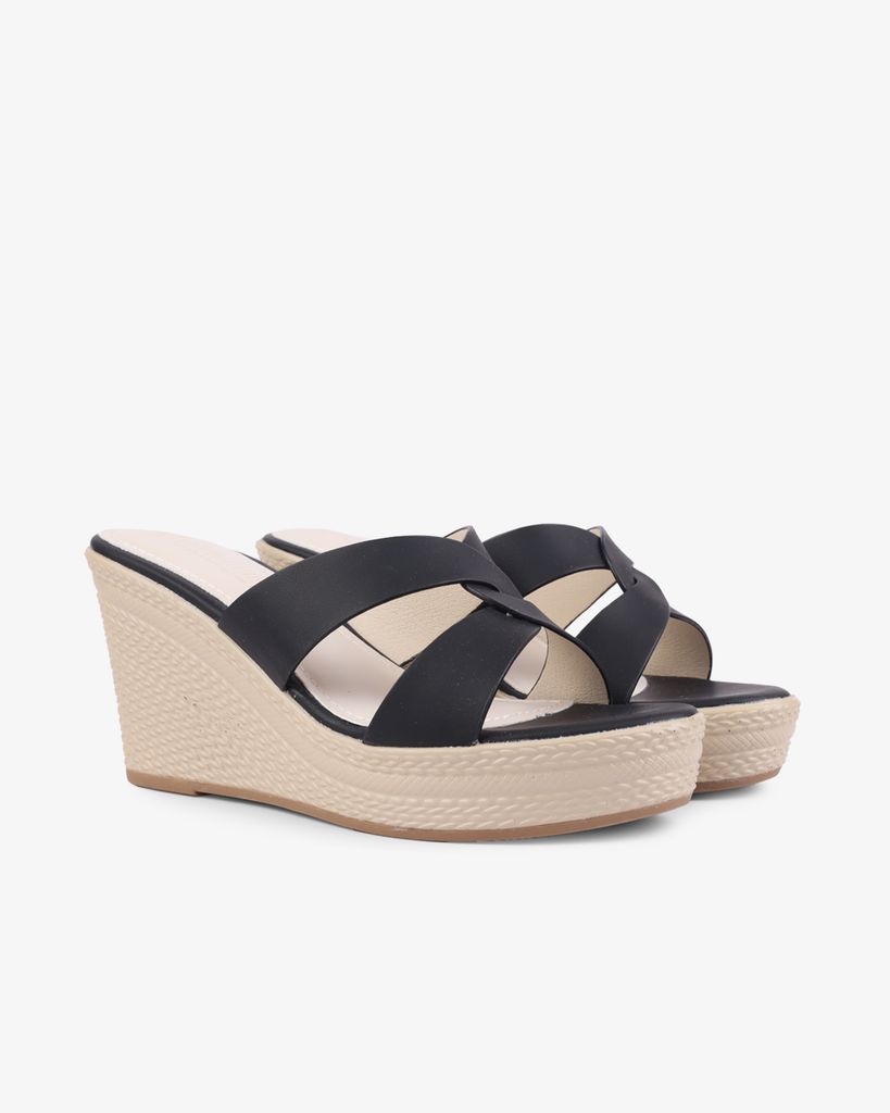 Dép Đế Xuồng Hạnh Dung Quai Luồn Chéo HD27269BI