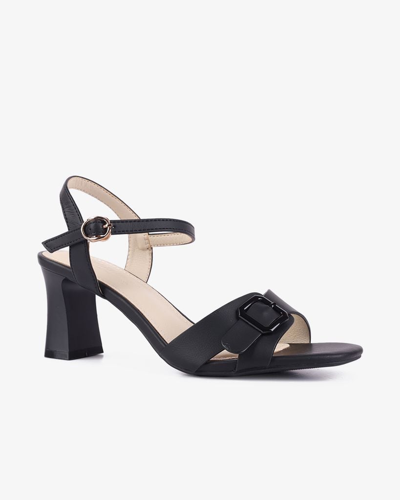 Sandal Cao Gót Hạnh Dung Quai Ngang Khóa Nịt HD27276BI