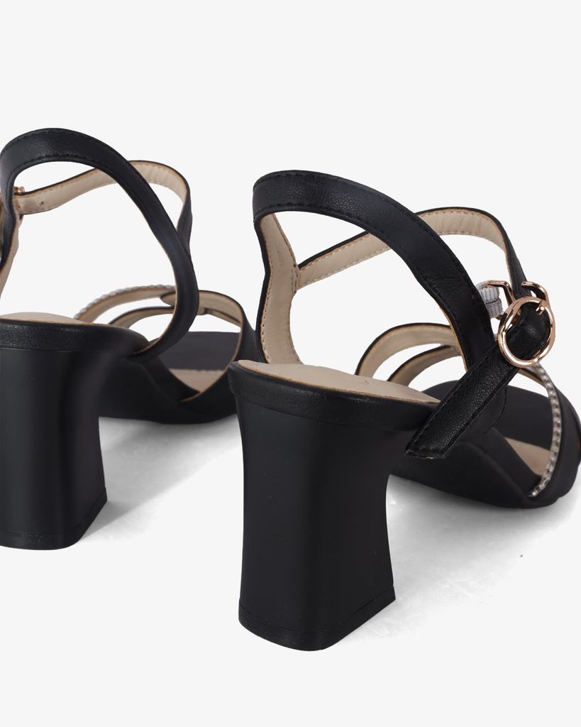 Sandal Cao Gót Hạnh Dung Quai Xoàn Xoắn HD27279BI