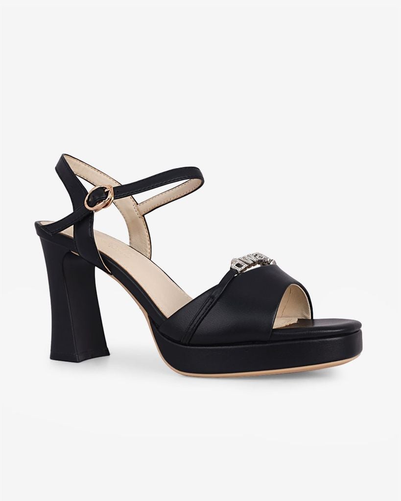 Sandal Cao Gót Hạnh Dung Bản Ngang Dây Khóa HD27283BI