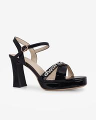 Sandal Cao Gót Hạnh Dung Quai Chéo Khóa HD27284BI