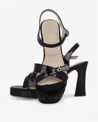 Sandal Cao Gót Hạnh Dung Quai Chéo Khóa HD27284BI