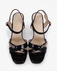 Sandal Cao Gót Hạnh Dung Quai Chéo Khóa HD27284BI