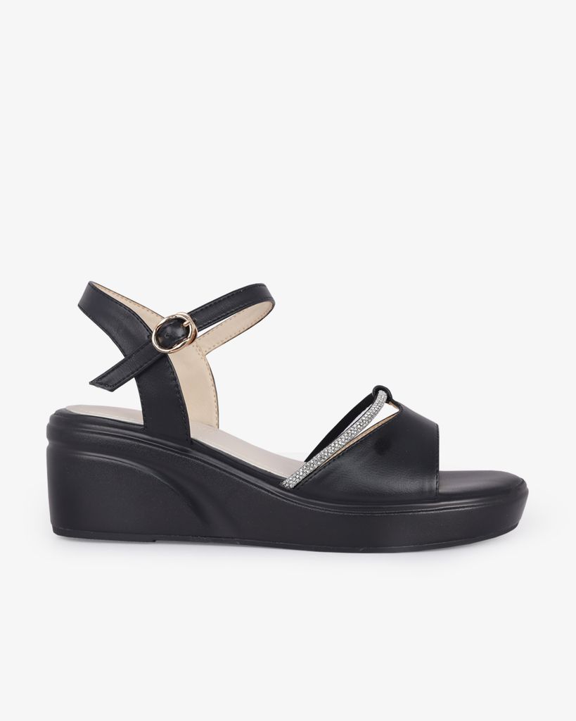 Sandal Đế Xuồng Hạnh Dung Quai Bản Dây Xoàn HD27285BI