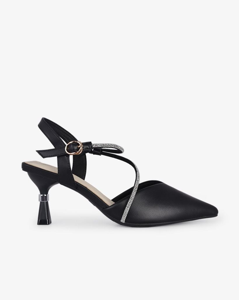 Sandal Cao Gót Hạnh Dung Bít Mũi Dây Xoàn HD27289BI