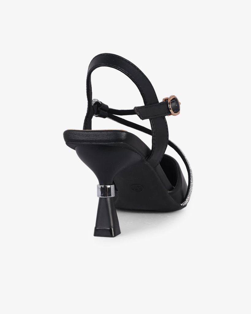 Sandal Cao Gót Hạnh Dung Bít Mũi Dây Xoàn HD27289BI