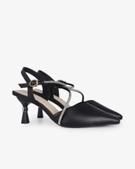 Sandal Cao Gót Hạnh Dung Bít Mũi Dây Xoàn HD27289BI