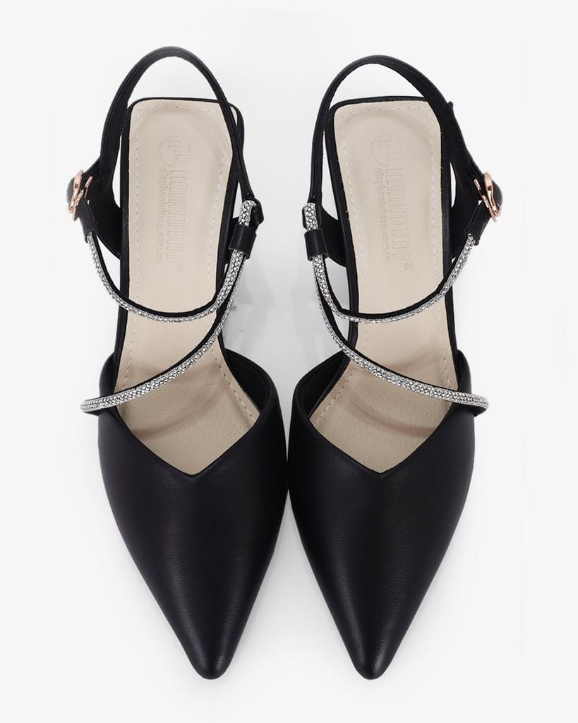 Sandal Cao Gót Hạnh Dung Bít Mũi Dây Xoàn HD27289BI