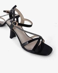 Sandal Cao Gót Hạnh Dung Quai Mảnh Đính Xoàn HD27303BI