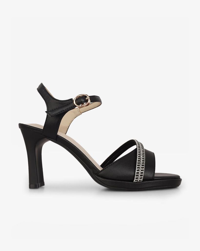 Sandal Cao Gót Hạnh Dung Bản Ngang Dây Xoàn HD27308BI