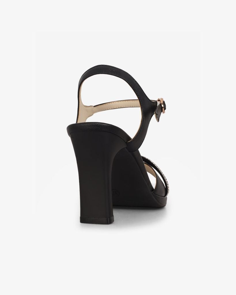 Sandal Cao Gót Hạnh Dung Bản Ngang Dây Xoàn HD27308BI