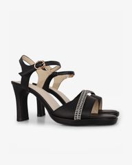 Sandal Cao Gót Hạnh Dung Bản Ngang Dây Xoàn HD27308BI