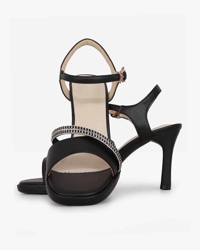 Sandal Cao Gót Hạnh Dung Bản Ngang Dây Xoàn HD27308BI