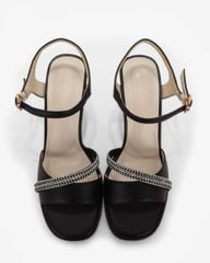 Sandal Cao Gót Hạnh Dung Bản Ngang Dây Xoàn HD27308BI