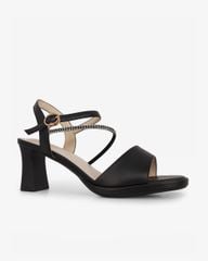Sandal Cao Gót Hạnh Dung Quai Ngang Dây Xoàn Mảnh HD27309BI