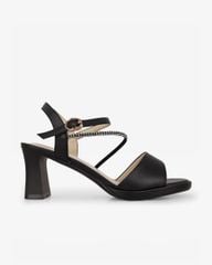 Sandal Cao Gót Hạnh Dung Quai Ngang Dây Xoàn Mảnh HD27309BI
