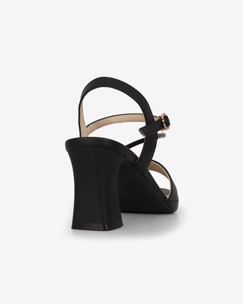 Sandal Cao Gót Hạnh Dung Quai Ngang Dây Xoàn Mảnh HD27309BI