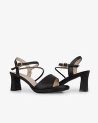 Sandal Cao Gót Hạnh Dung Quai Ngang Dây Xoàn Mảnh HD27309BI