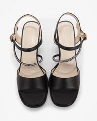 Sandal Cao Gót Hạnh Dung Quai Ngang Dây Xoàn Mảnh HD27309BI