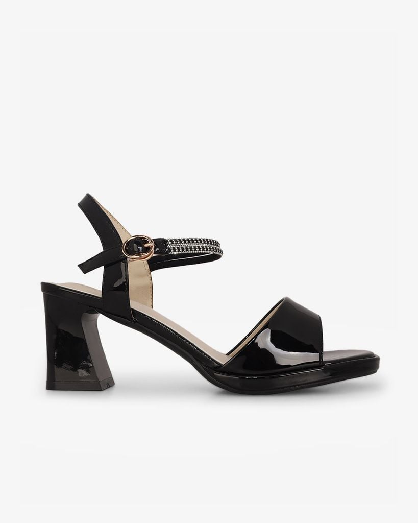 Sandal Cao Gót Hạnh Dung Bản Lớn Dây Xoàn HD27310BI