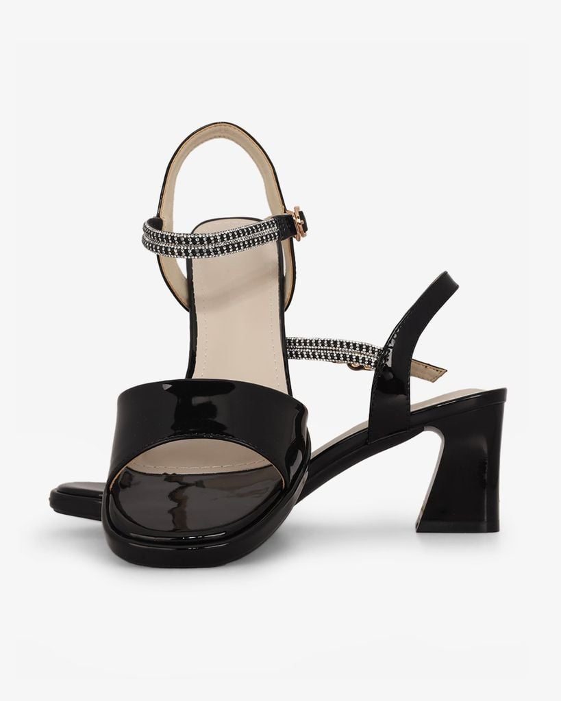 Sandal Cao Gót Hạnh Dung Bản Lớn Dây Xoàn HD27310BI