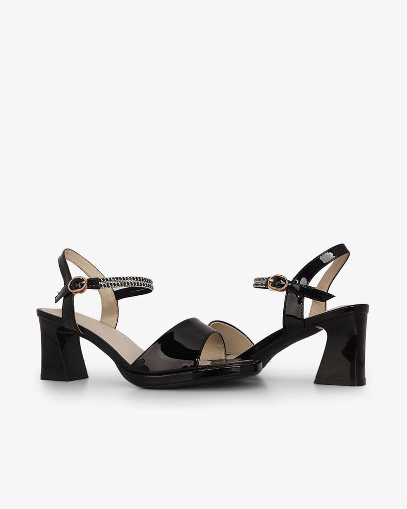 Sandal Cao Gót Hạnh Dung Bản Lớn Dây Xoàn HD27310BI