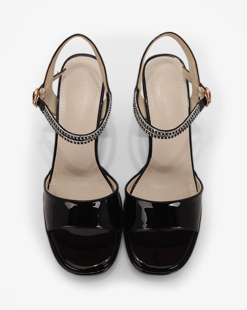 Sandal Cao Gót Hạnh Dung Bản Lớn Dây Xoàn HD27310BI