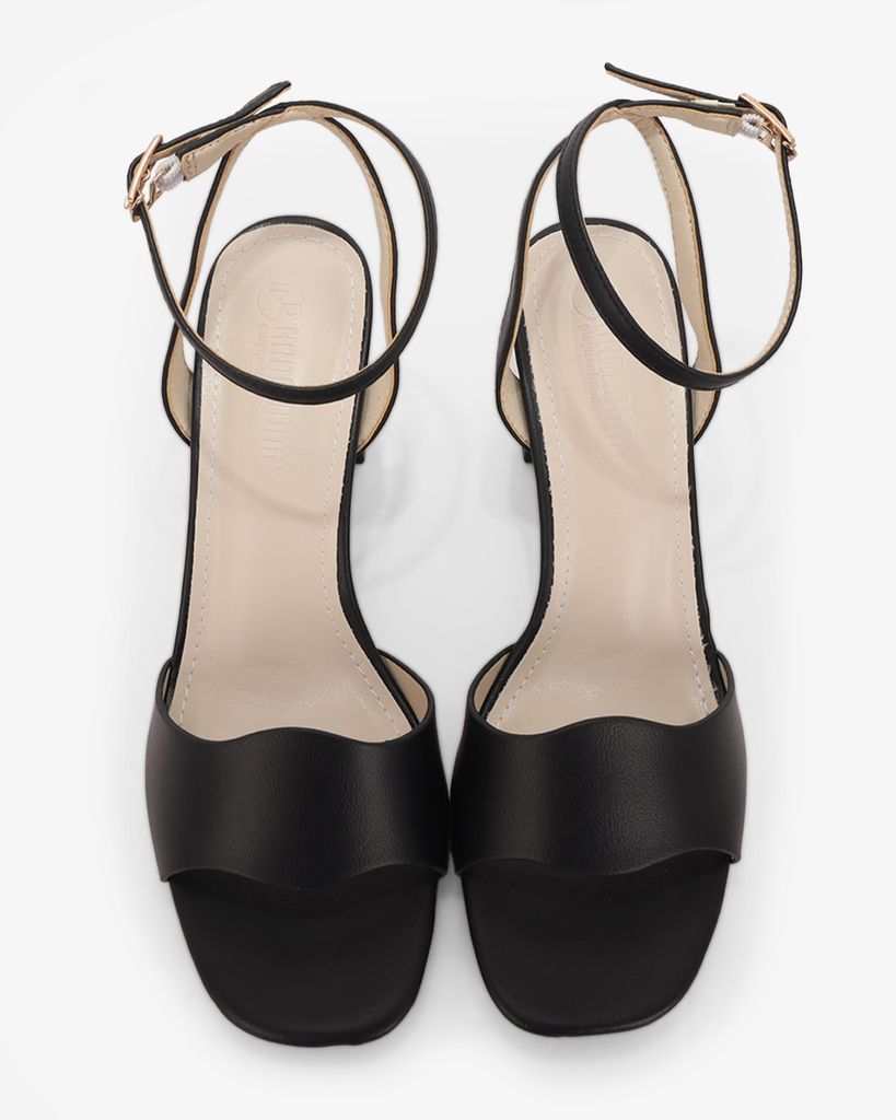 Sandal Cao Gót Hạnh Dung  Quai Ngang Bản Lớn HD27316BI