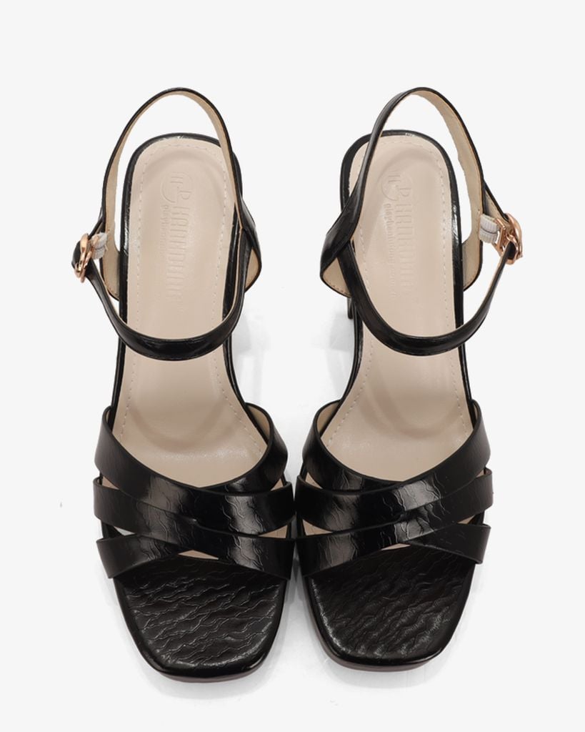 Sandal Cao Gót Hạnh Dung Quai Bản Chéo HD27319BI