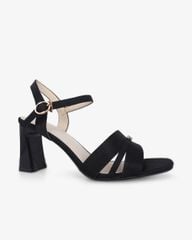 Sandal Cao Gót Hạnh Dung Bản Khoét Khóa Chữ HD27321BI