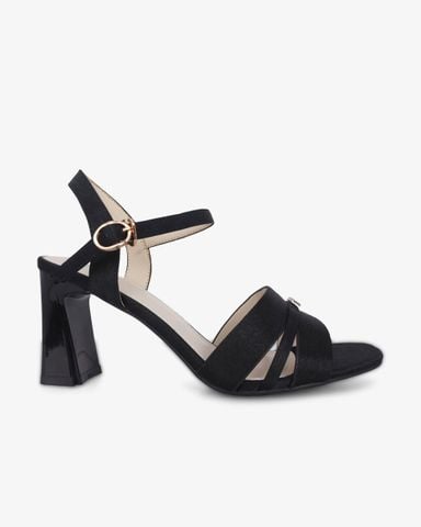 Sandal Cao Gót Hạnh Dung Bản Khoét Khóa Chữ HD27321BI