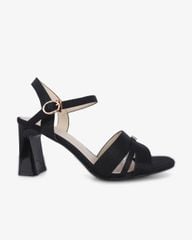 Sandal Cao Gót Hạnh Dung Bản Khoét Khóa Chữ HD27321BI