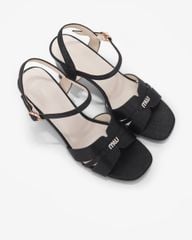 Sandal Cao Gót Hạnh Dung Bản Khoét Khóa Chữ HD27321BI