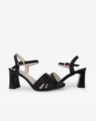 Sandal Cao Gót Hạnh Dung Bản Khoét Khóa Chữ HD27321BI