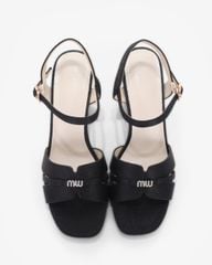 Sandal Cao Gót Hạnh Dung Bản Khoét Khóa Chữ HD27321BI