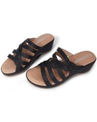 Dép Đế Xuồng Hạnh Dung Dây Đan Họa Tiết HD29166AY