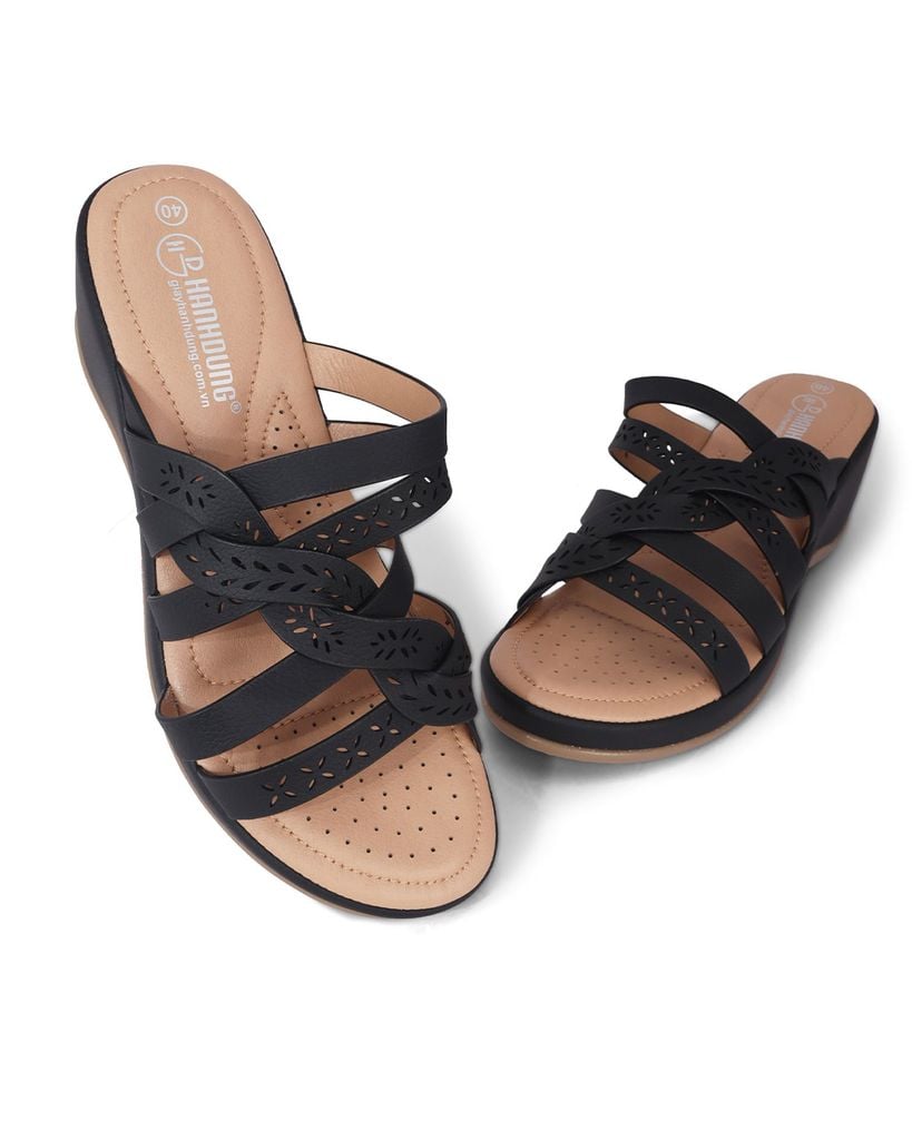 Dép Đế Xuồng Hạnh Dung Dây Đan Họa Tiết HD29166AY