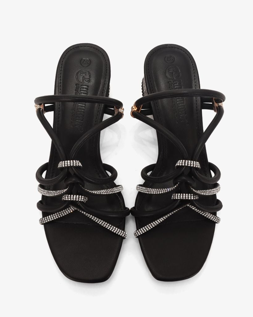 Sandal Cao Gót Hạnh Dung Quai Luồn Xoàn Gót Mica HD29178AY